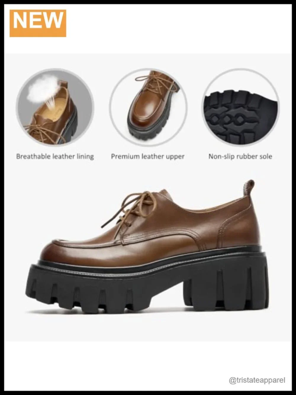 Leather Platform Oxfords Chunky Lug Sole Dress Shoes